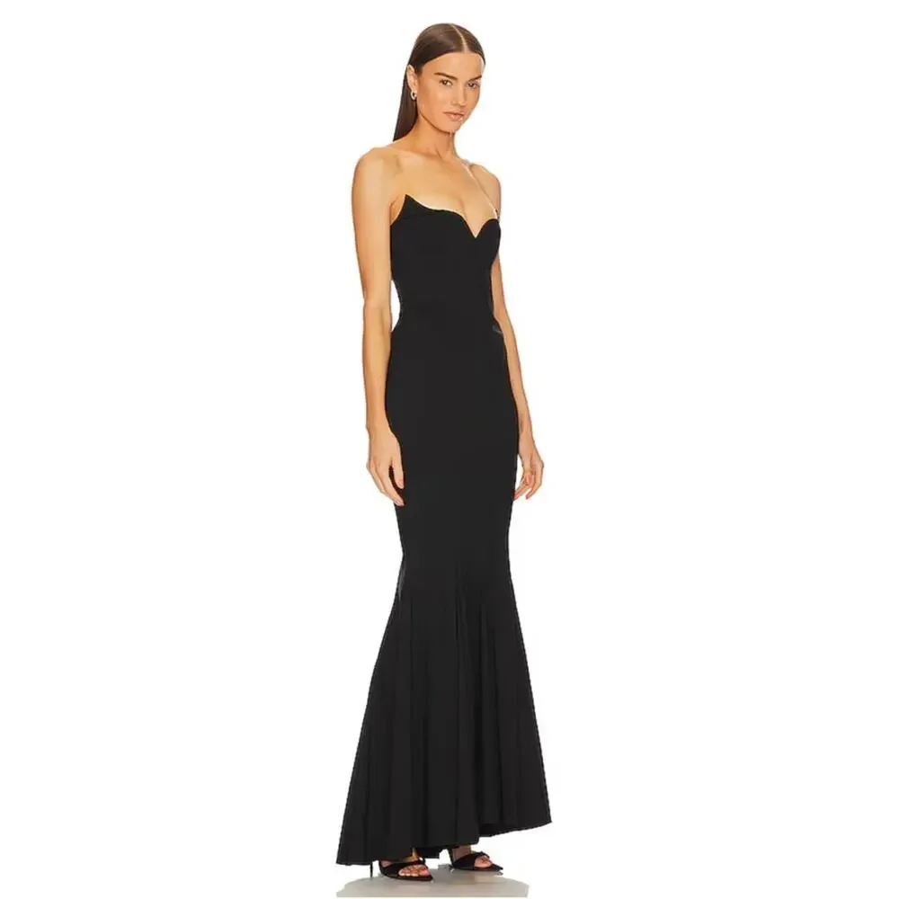 Michael Costello Billie Black Bustier Strapless Bodycon Maxi Dress Size XS - Picture 2 of 8